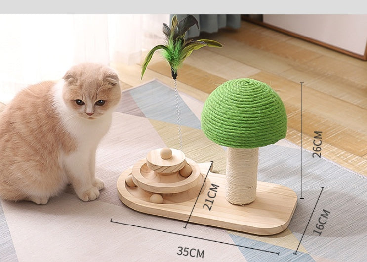 Cat Tree Toy Scratch Post With Double Sisal Balls