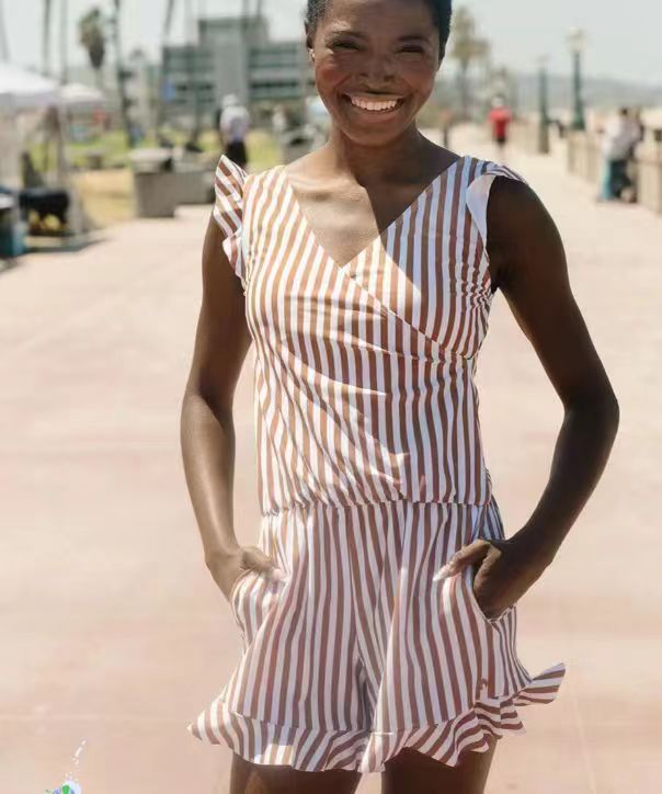 One-Piece Swimsuit with Built-in Bra & Boxer Print