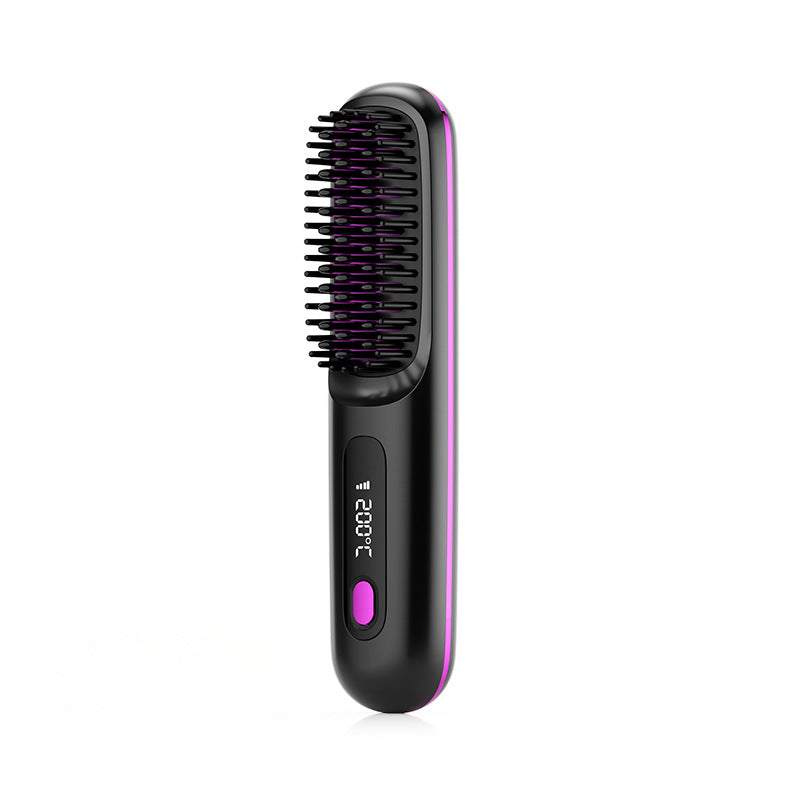 2-in-1 Wireless Hair Straightener & Curler Brush - USB Charging