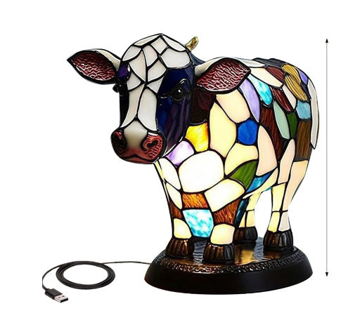 Black & White Cow Skull Light Up Table Lamp
