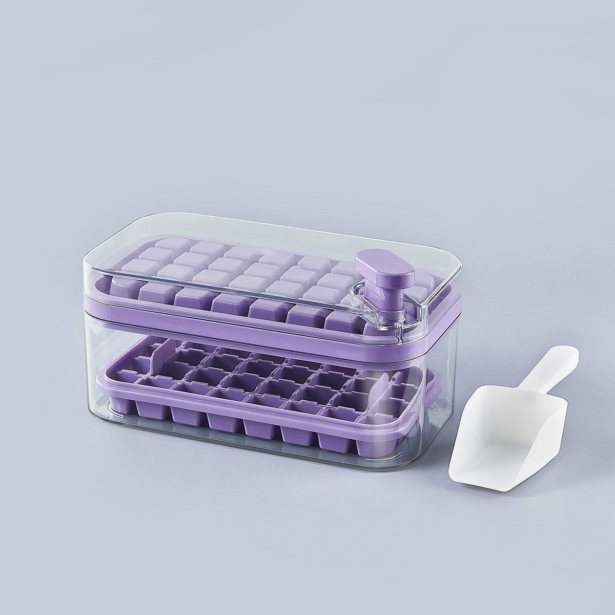 One-Press Ice Cube Maker Tray with Lid and Storage Box