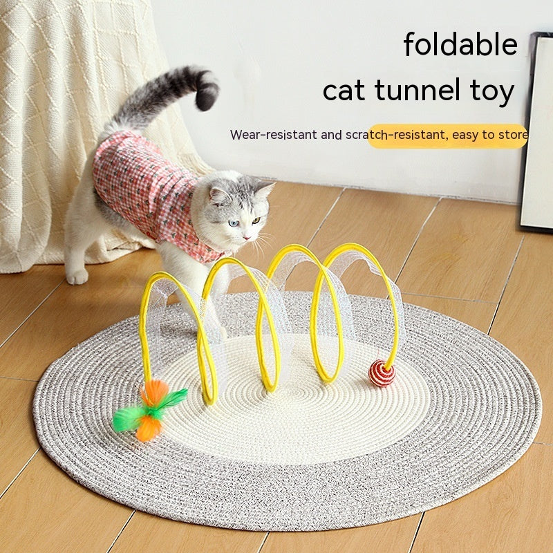 Elastic Collapsible Cat Tunnel Toy for Multiple Cats