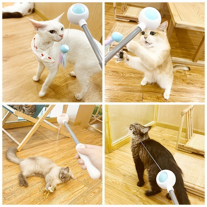 Retractable Cat Teaser Wand with Feather Toy