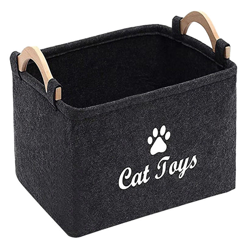 Felt Pet Toy Storage Basket - Large Capacity Organizer