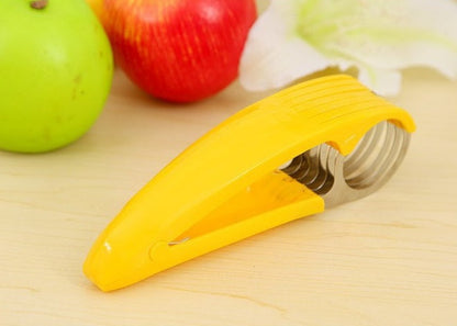 Ergonomic Yellow Banana Slicer with Stainless Steel Blade