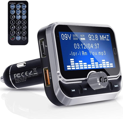 FM Car Bluetooth Adapter with LCD Display - USB Charging & Music Playback