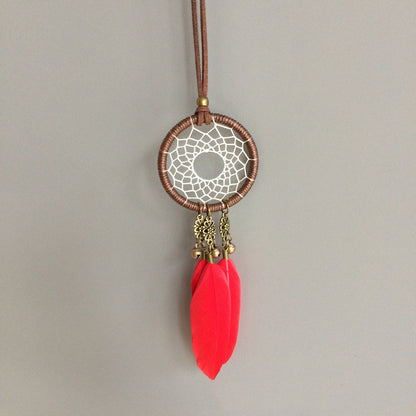 Creative Feather Car Pendant red