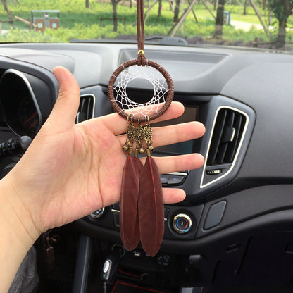 Creative Feather Car Pendant Brown