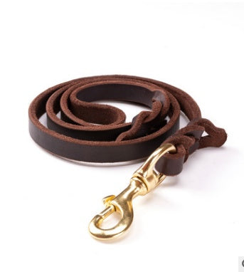 Durable First Layer Leather Dog Leashes for Large Breeds