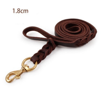 Durable First Layer Leather Dog Leashes for Large Breeds