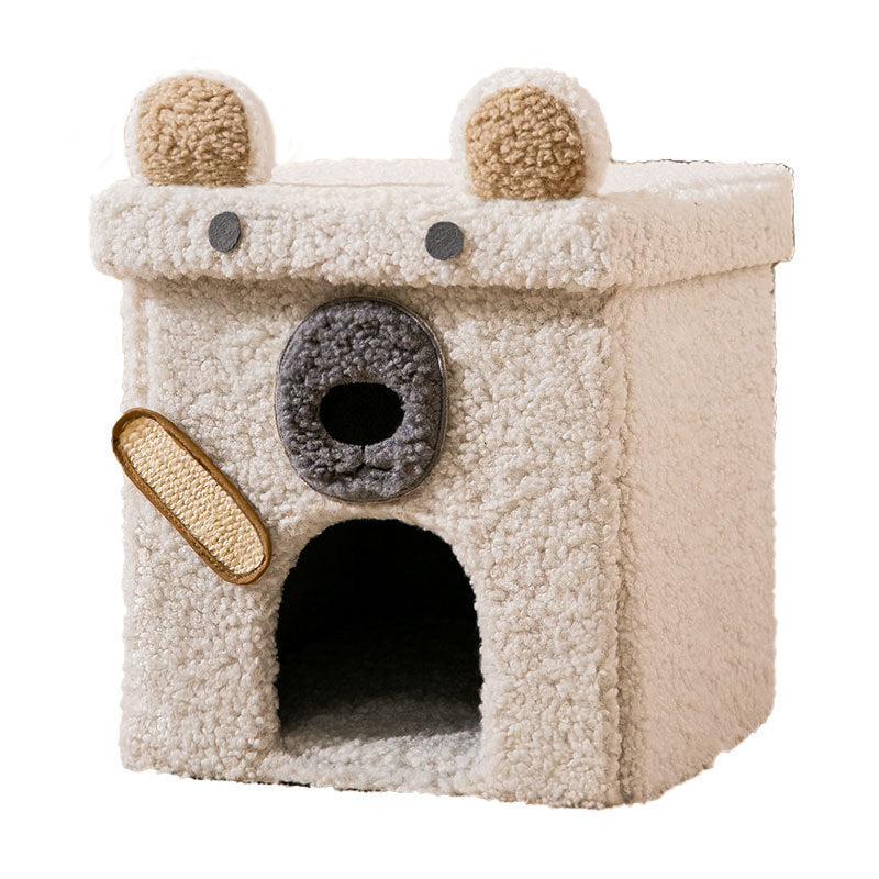 Composite Wood Pet Nest with Teddy Velvet Fabric