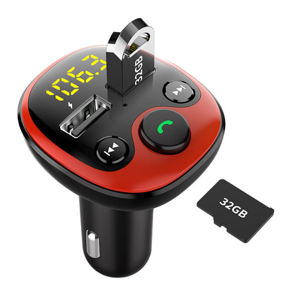 High-Speed Dual USB Car Charger with Bluetooth Music and Hands