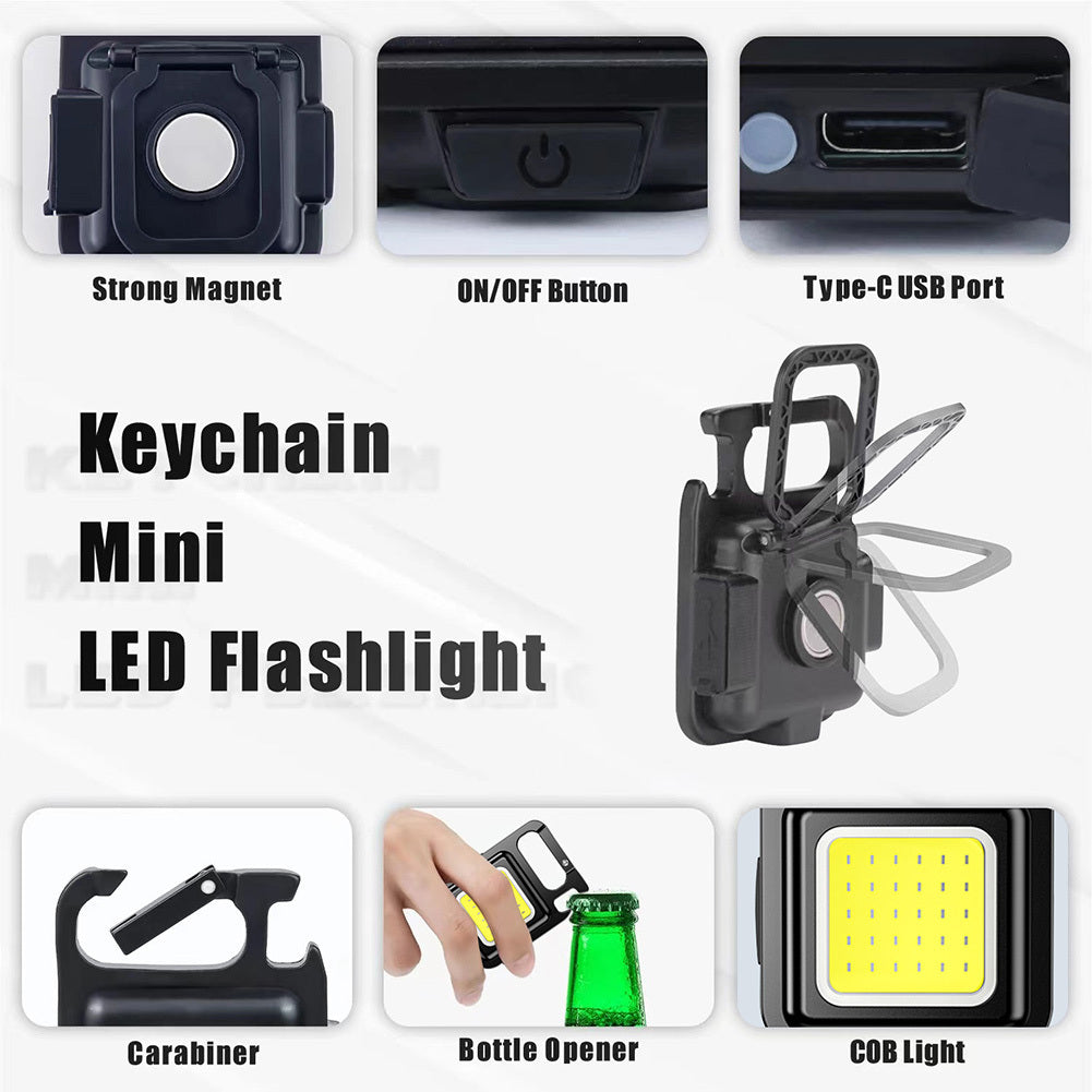 Multifunctional Rechargeable Keychain Flashlight with 3 Lighting Modes