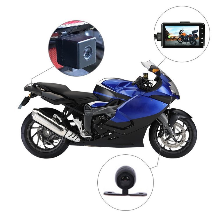 12MP Dual Lens Motorcycle Driving Recorder with 3.0" Screen - Waterproof & High Precision