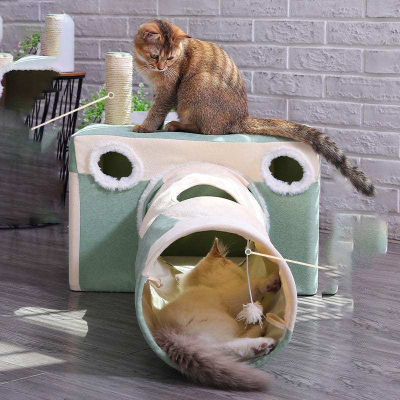 Luxury Model Tunnel Nest for Cats - High-Quality Velvet Round Nest