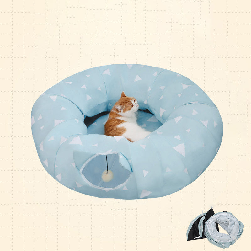 Luxury Model Tunnel Nest for Cats - High-Quality Velvet Round Nest