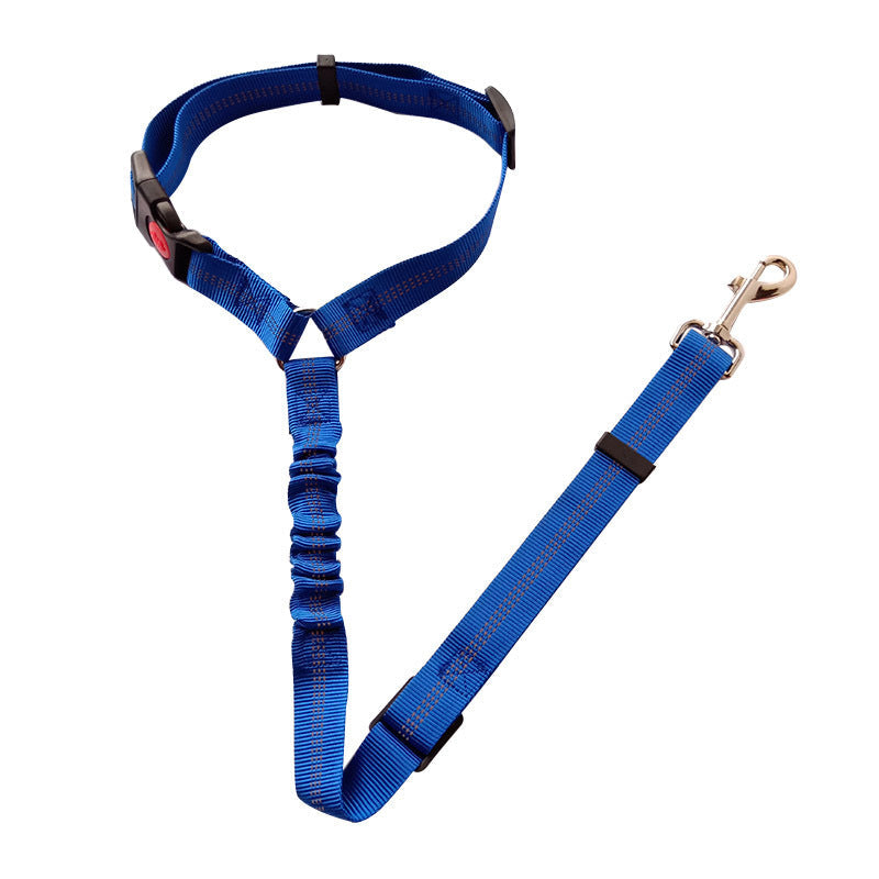 Adjustable Pet Car Seat Belt with Elastic Rope and Reflective Lines