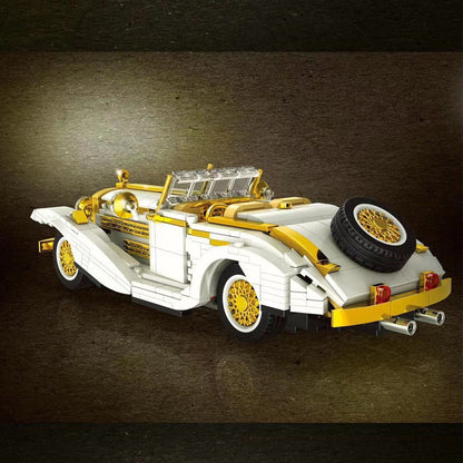 High-quality plastic and metal components of the Mould King 10003 Classic Car K500 Technik Vintage Car Model