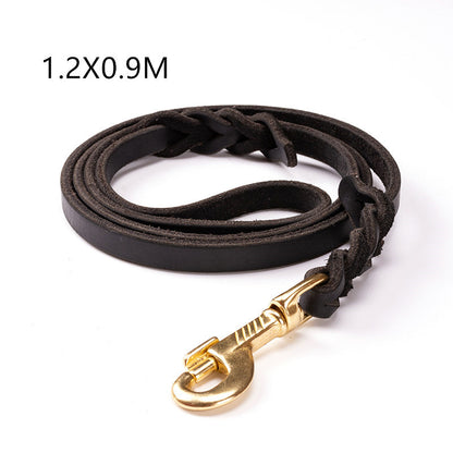 Durable First Layer Leather Dog Leashes for Large Breeds