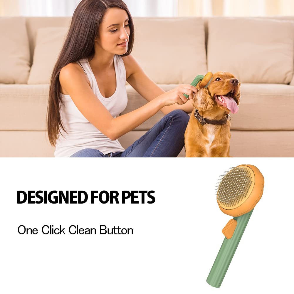 Grooming dog with a slicker brush