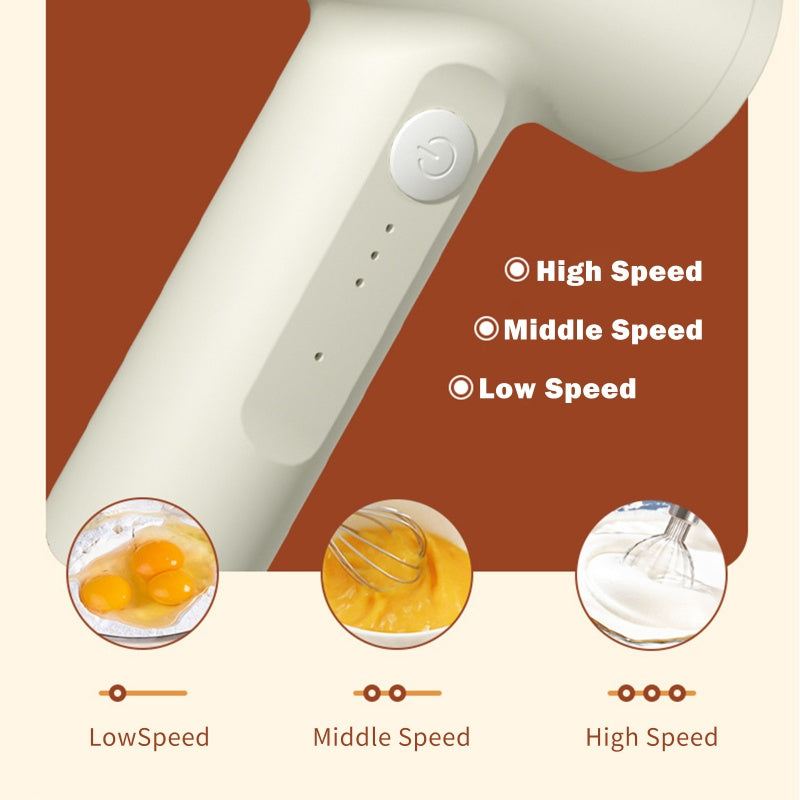 USB Rechargeable 3-Speed Electric Egg Beater