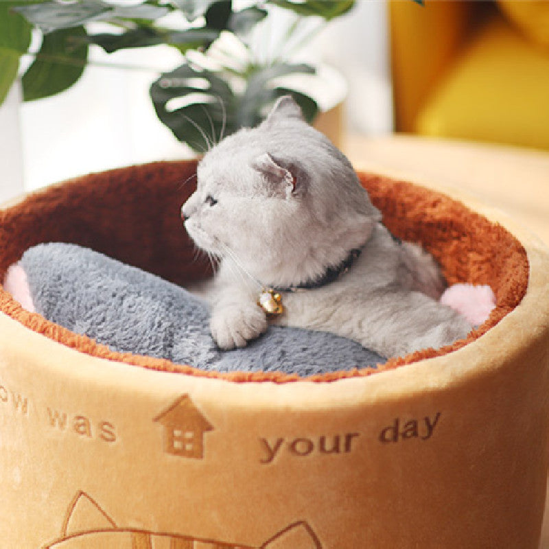 Cozy Autumn Plush Nest for Cats & Small Dogs