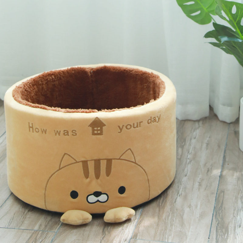 Cozy Autumn Plush Nest for Cats & Small Dogs