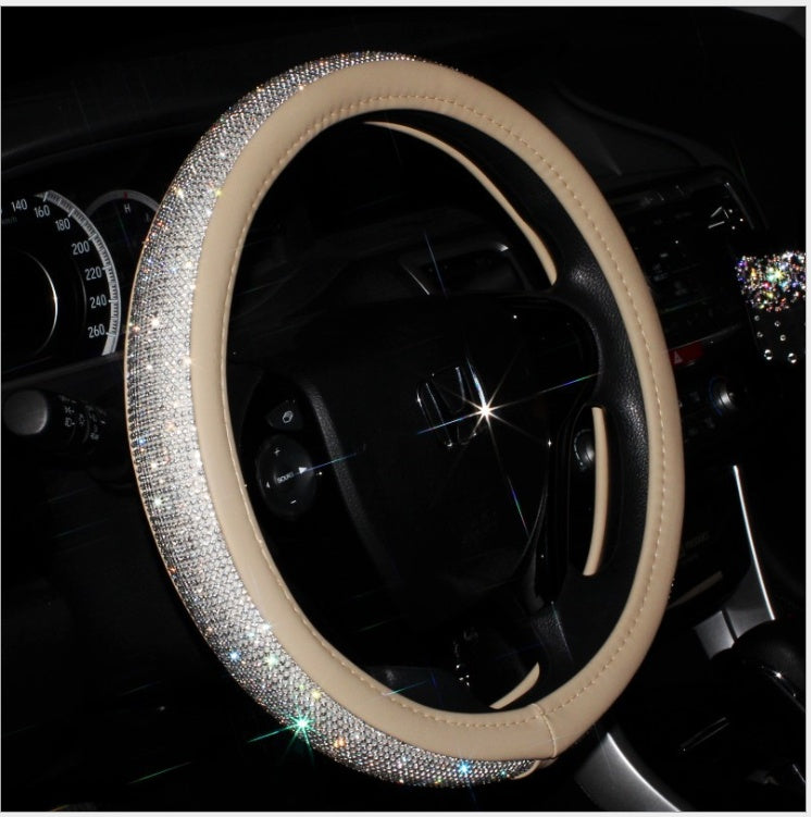 Cute Cartoon Leather Steering Wheel Handle Set