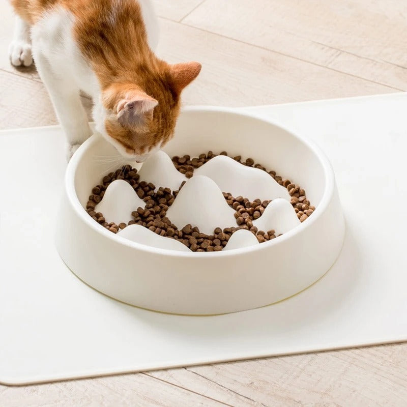 Scientific Mountain Shape Pet Food Plate Slow Eating Design