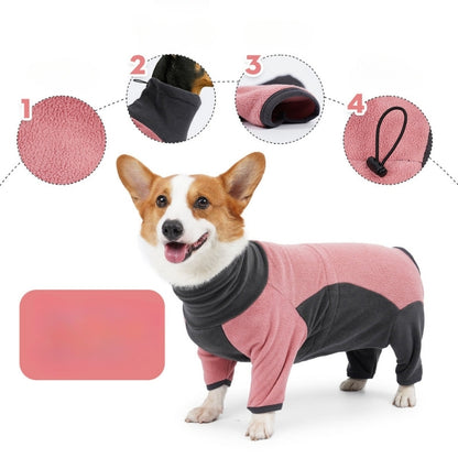 Quadruped Clothes Fleece Dog Coat | Pink Gray Blue