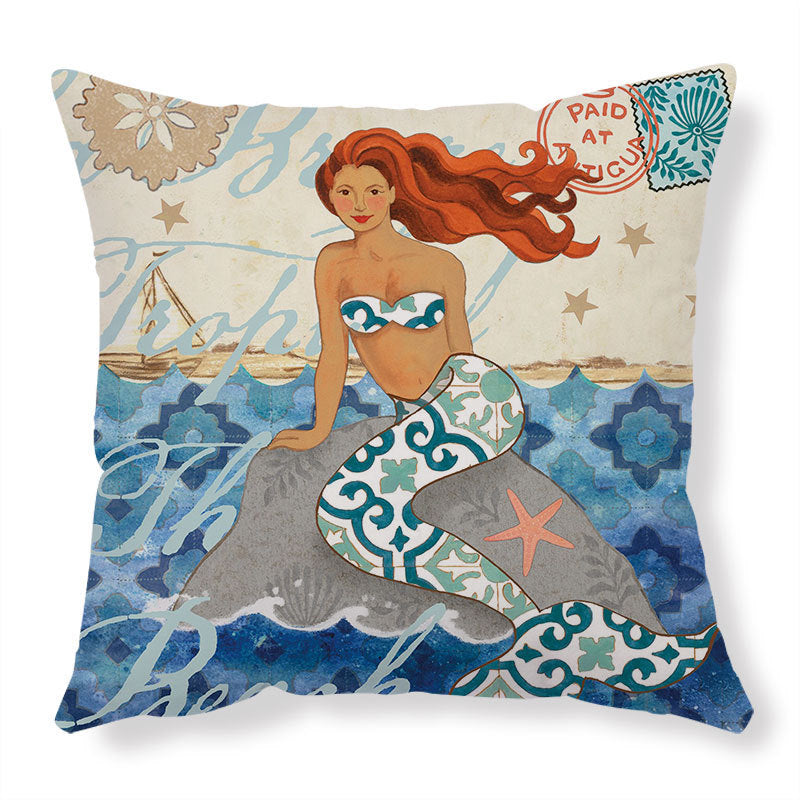 Marine Life Printed Cushion Cover