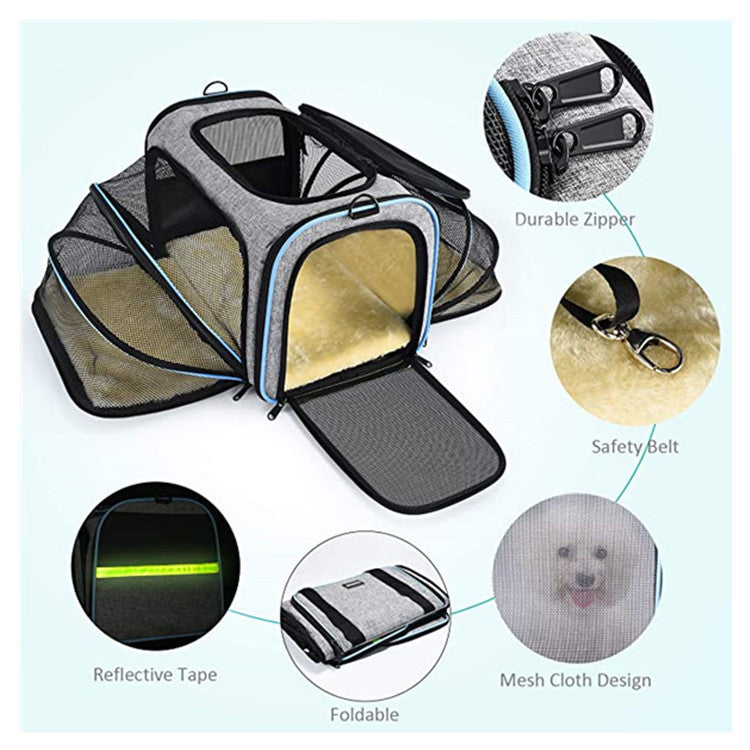 Durable Pet Travel Carrier with Reflective Tapes | Easy to Carry and Clean