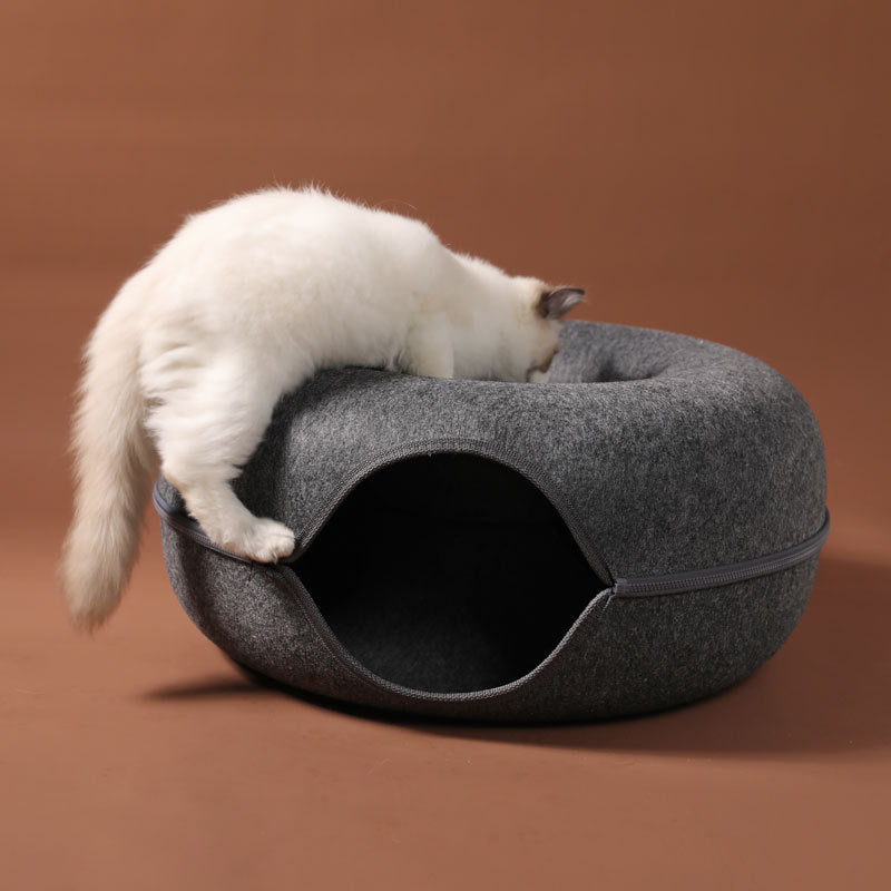 Cat Felt Tunnel Nest for Cats - Dual-Use Game and Rest Bed