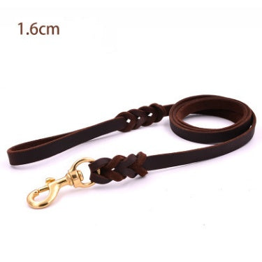 Durable First Layer Leather Dog Leashes for Large Breeds