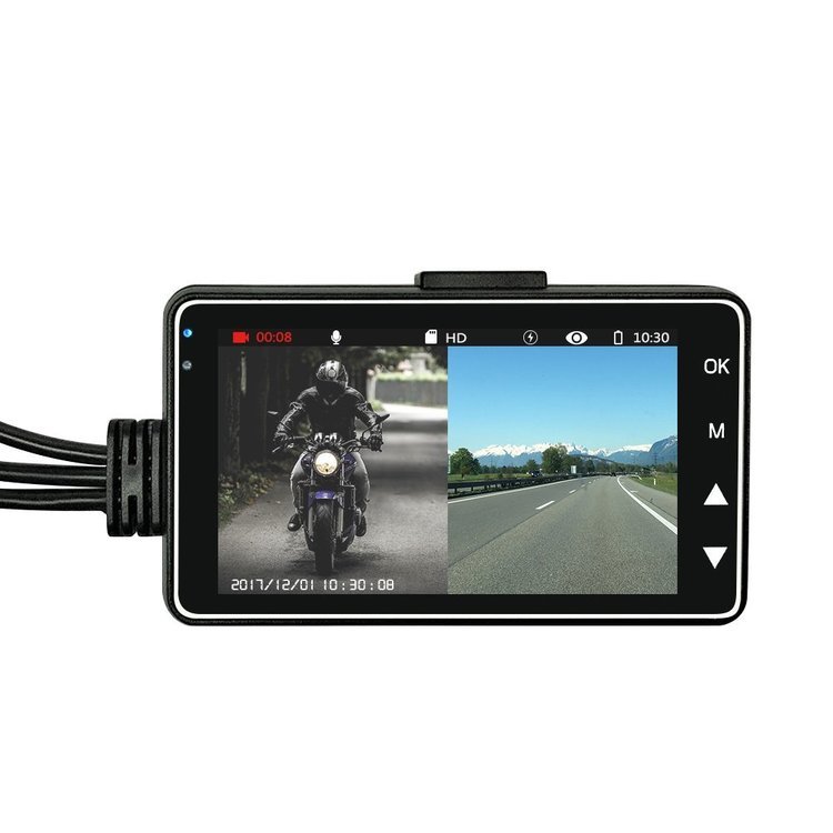 12MP Dual Lens Motorcycle Driving Recorder with 3.0" Screen - Waterproof & High Precision