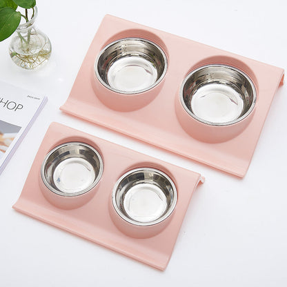 Stainless Steel Pet Double Bowl for Safety and Easy Cleaning