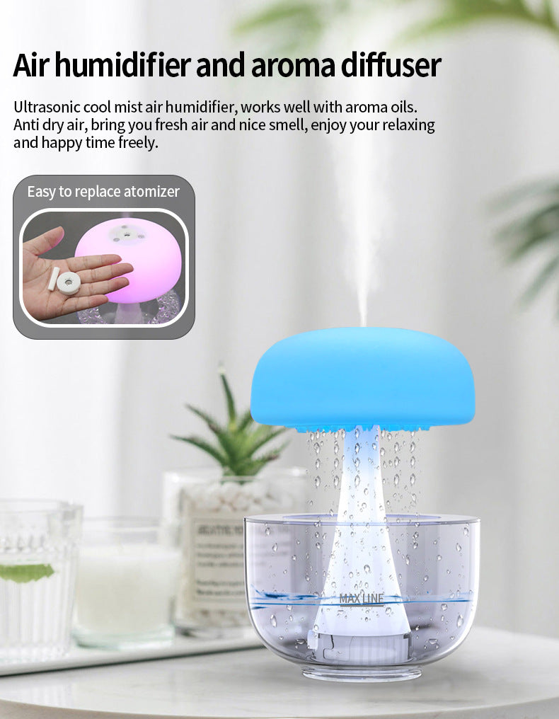 Jellyfish Raindrop Humidifier with seven-Color Light