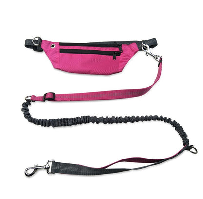 Hands Free Dog Running Leash with Waist Belt Pack