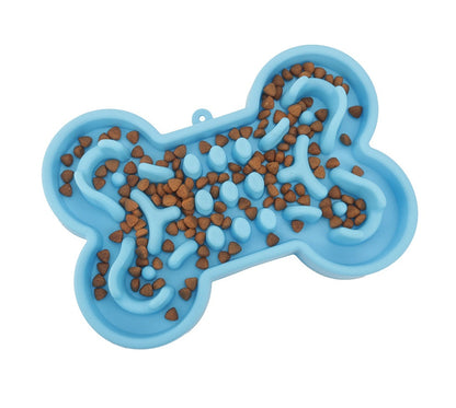 Bone Puzzle Silicone Pet Bowl - Slow Feeder for Dogs and Cats