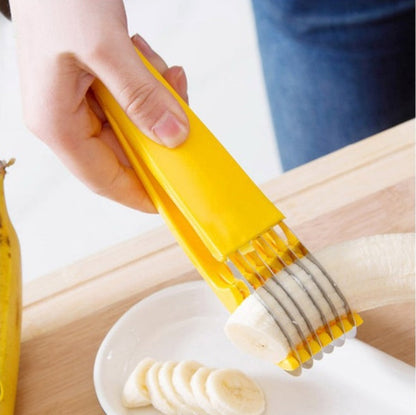 Ergonomic Yellow Banana Slicer with Stainless Steel Blade