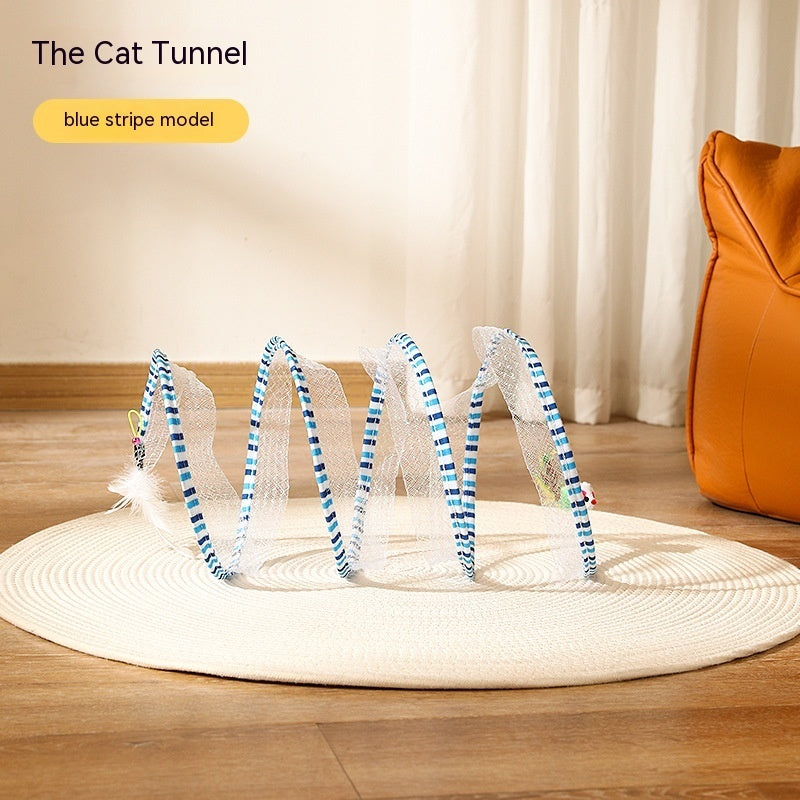 Elastic Collapsible Cat Tunnel Toy for Multiple Cats