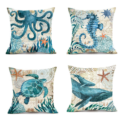 Marine Life Printed Cushion Cover