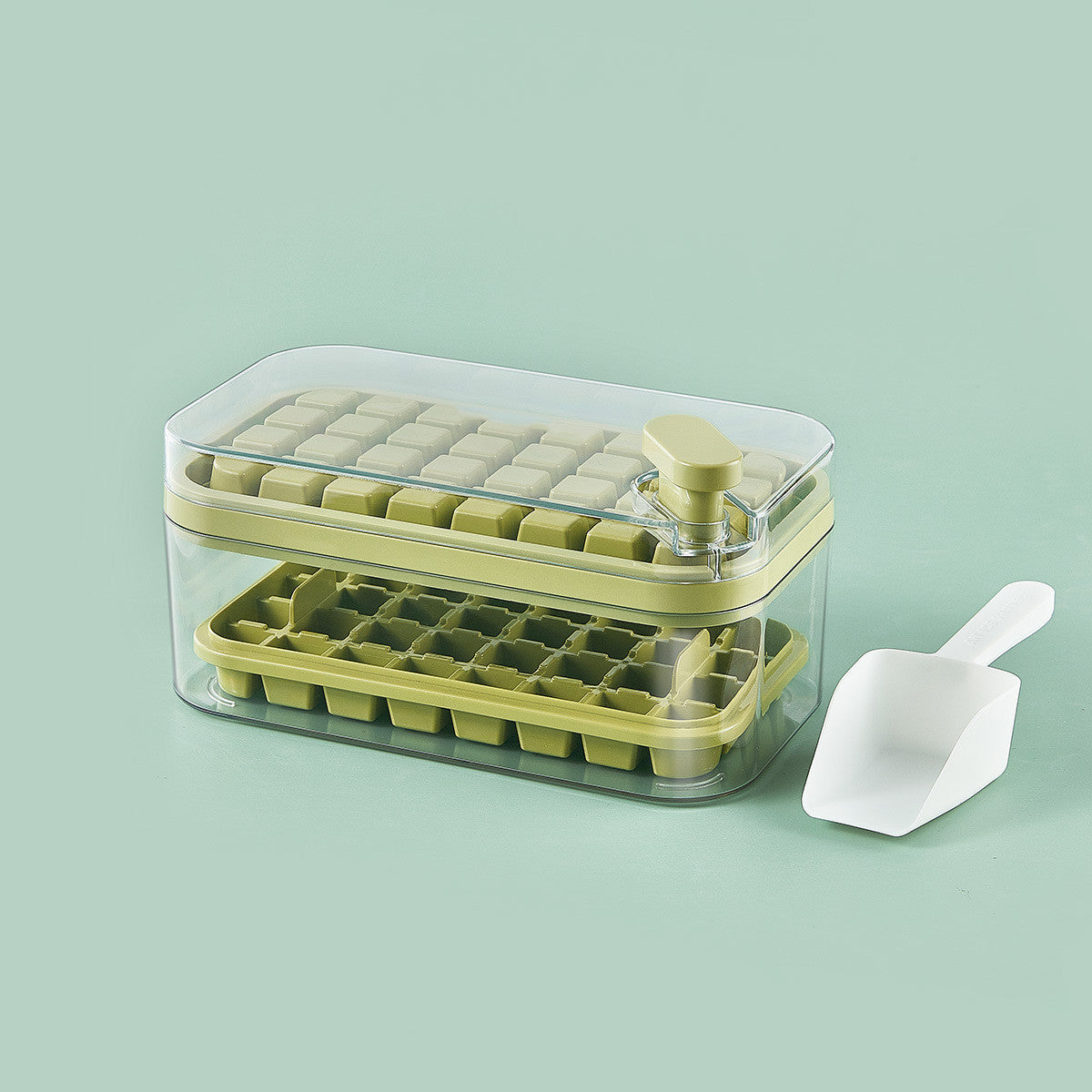 One-Press Ice Cube Maker Tray with Lid and Storage Box