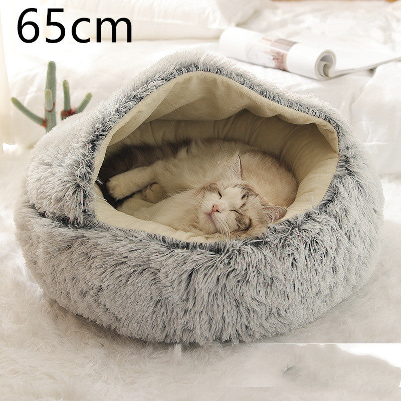 2-In-1 Round Plush Pet Bed