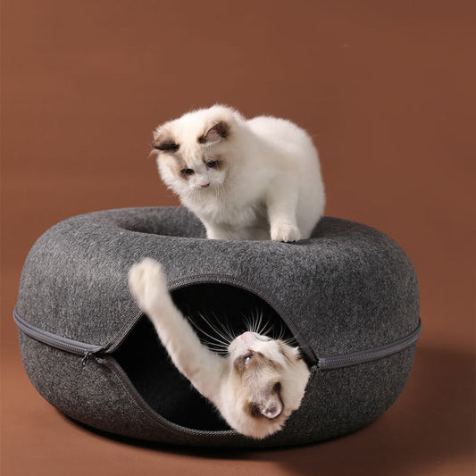 Cat Felt Tunnel Nest for Cats - Dual-Use Game and Rest Bed