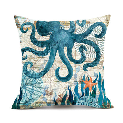 Marine Life Printed Cushion Cover