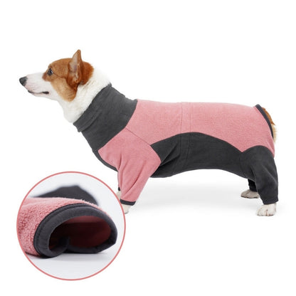 Quadruped Clothes Fleece Dog Coat | Pink Gray Blue