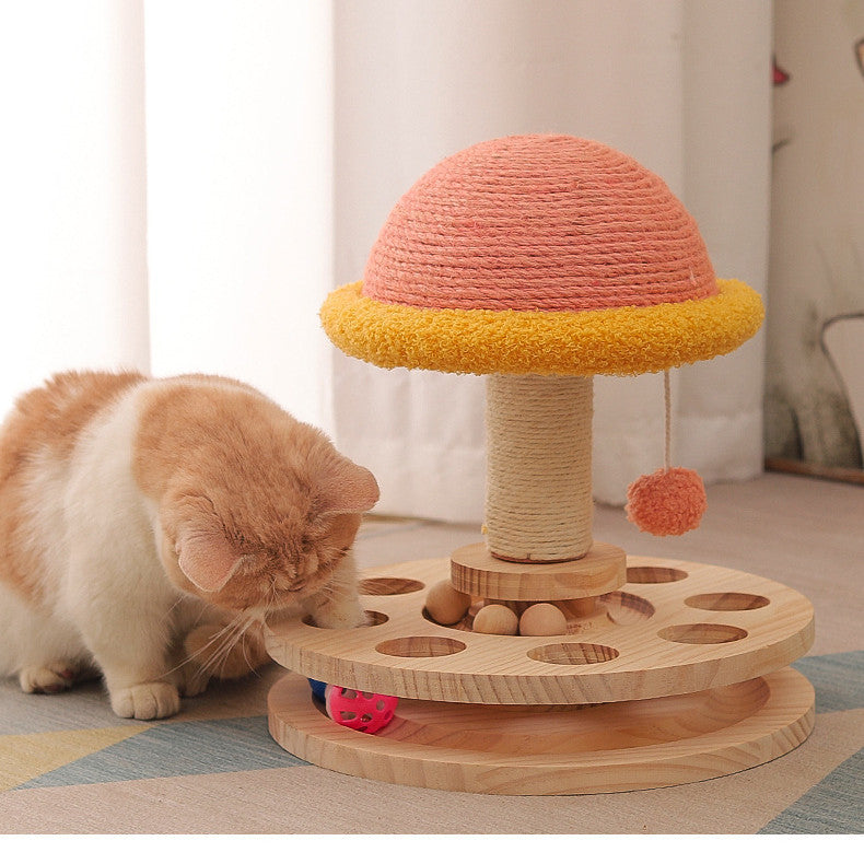 Solid Wood Cat Climbing Frame Hot Wheels with Pillars