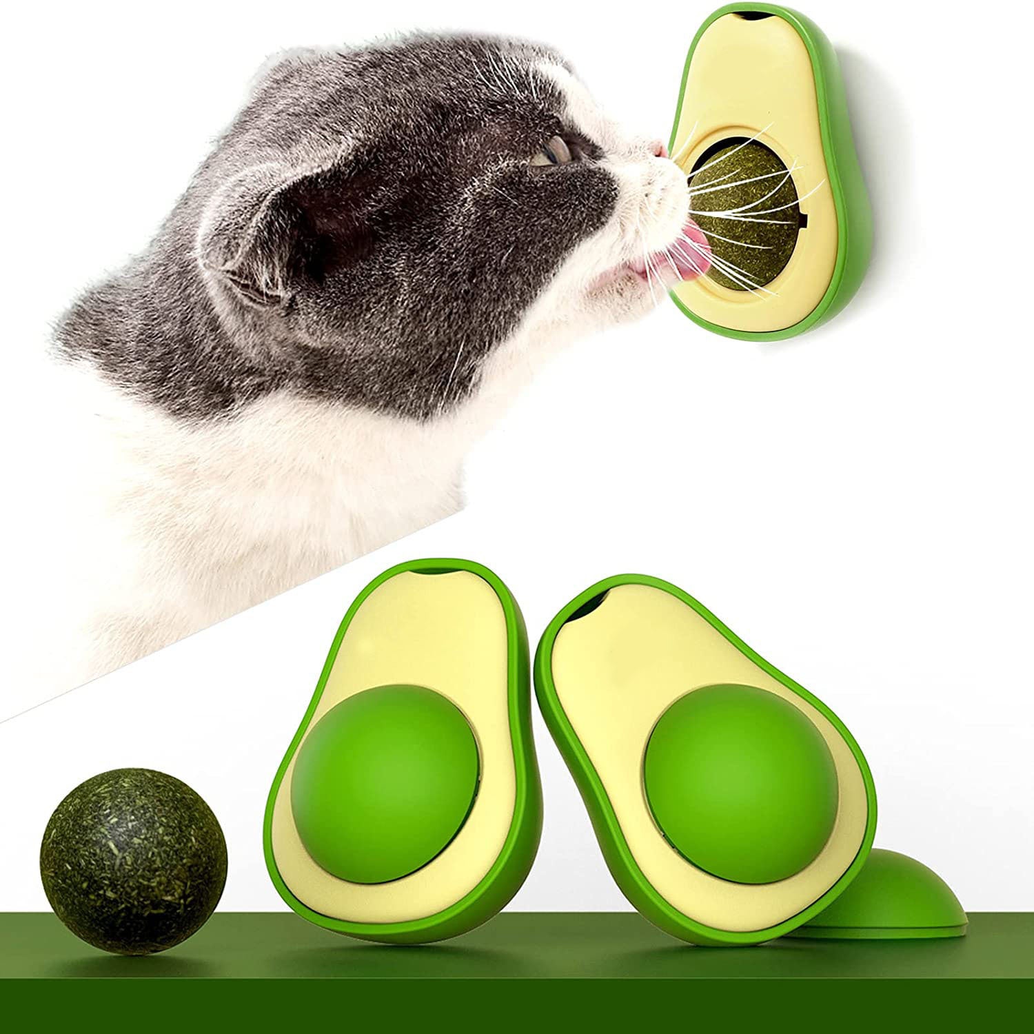 Avocado-shaped catnip toy for playful cats