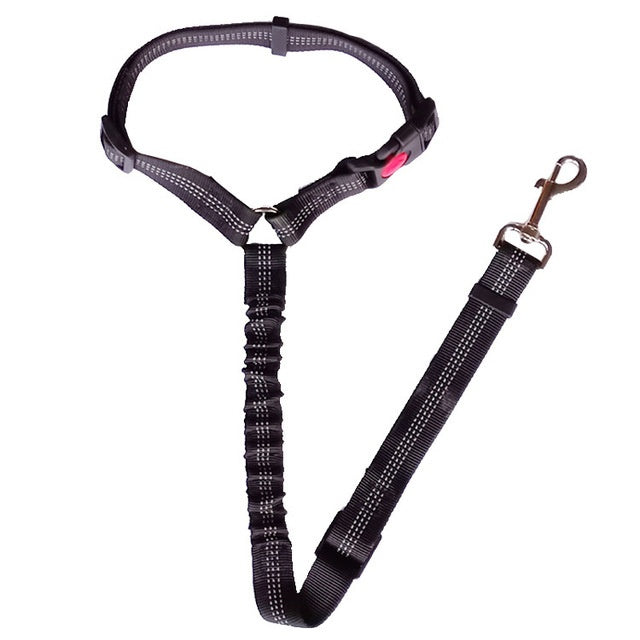 Adjustable Pet Car Seat Belt with Elastic Rope and Reflective Lines